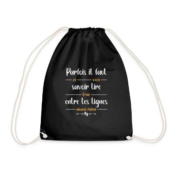 Parfois il faut savoir lire entre les lignes je va - Sac de sport léger - noir - Devant