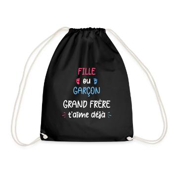 Fille ou garçon grand frère t'aime déjà - Sac de sport léger - noir - Devant