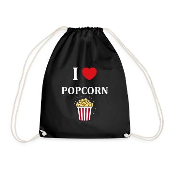 Ich liebe Popcorn - Turnbeutel - Schwarz - Vorne