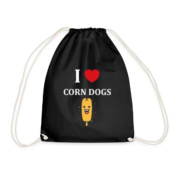 Corn dog food - Drawstring Bag - black - Front