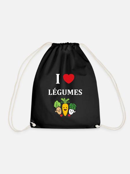 Humorvolles kleines veganes Gemüse - Turnbeutel - Schwarz