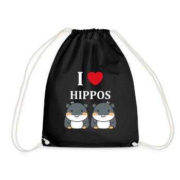 amour petit hippopotame - Sac de sport léger - noir - Devant