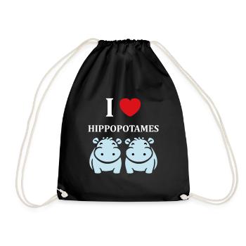 amour petit hippopotame - Sac de sport léger - noir - Devant