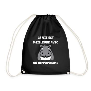 amour petit hippopotame - Sac de sport léger - noir - Devant