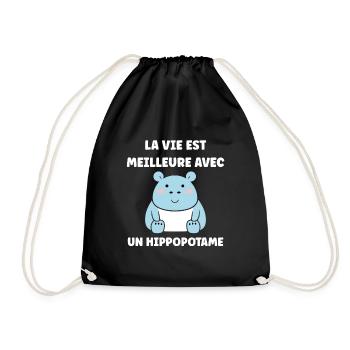 amour petit hippopotame - Sac de sport léger - noir - Devant