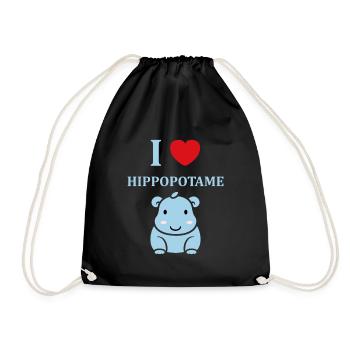 amour petit hippopotame - Sac de sport léger - noir - Devant