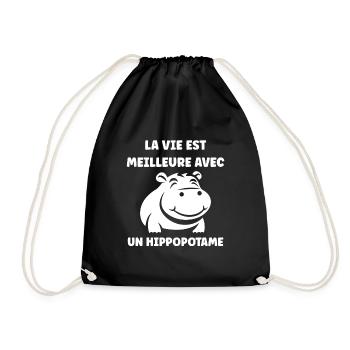 amour petit hippopotame - Sac de sport léger - noir - Devant