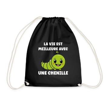 Chenilles insecte Amour petite chenille - Sac de sport léger - noir - Devant