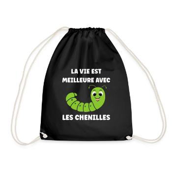 Chenilles insecte Amour petite chenille - Sac de sport léger - noir - Devant