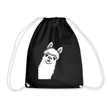 Cute little llama humor - Drawstring Bag - black - Front