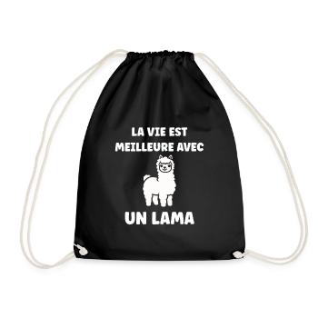 Humour mignon petit lama - Sac de sport léger - noir - Devant
