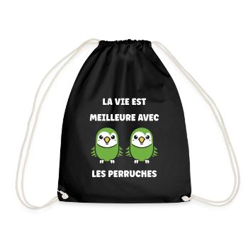 Oiseaux perruches humour petite perruche - Sac de sport léger - noir - Devant