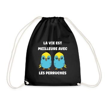Oiseaux perruches humour petite perruche - Sac de sport léger - noir - Devant