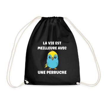 Oiseaux perruches humour petite perruche - Sac de sport léger - noir - Devant