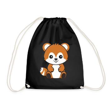 Fox Love Little Red Panda - Drawstring Bag - black - Front