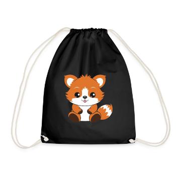 Fox Love Little Red Panda - Drawstring Bag - black - Front