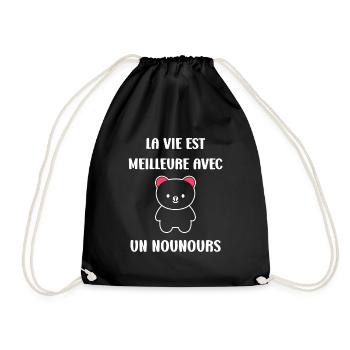 Ours en peluche petit nounours - Sac de sport léger - noir - Devant