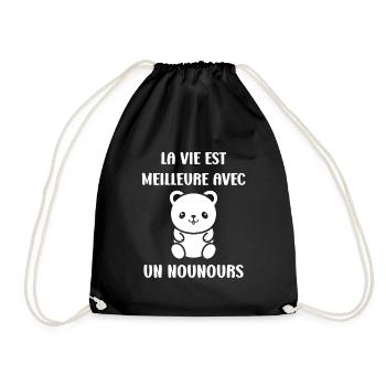 Ours en peluche petit nounours - Sac de sport léger - noir - Devant