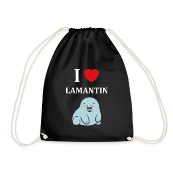 Drôle bébé minimaliste simple petit lamantin - Sac de sport léger - noir - Devant