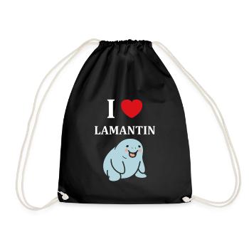Drôle bébé minimaliste simple petit lamantin - Sac de sport léger - noir - Devant