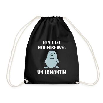 Drôle bébé minimaliste simple petit lamantin - Sac de sport léger - noir - Devant