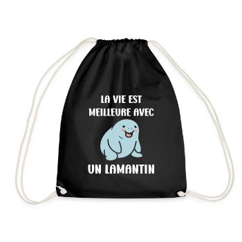 Drôle bébé minimaliste simple petit lamantin - Sac de sport léger - noir - Devant
