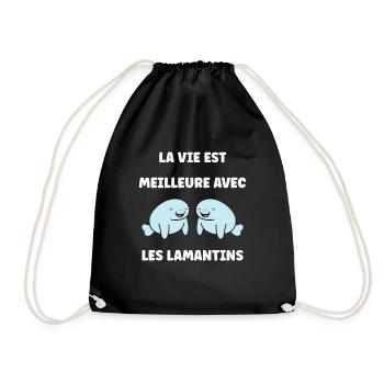 Drôle bébé minimaliste simple petit lamantin - Sac de sport léger - noir - Devant