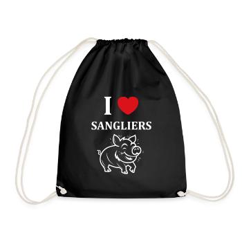 Humour petit sanglier - Sac de sport léger - noir - Devant