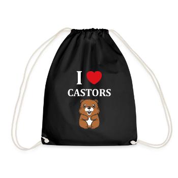 Humour petit castor - Sac de sport léger - noir - Devant