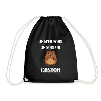 Humour petit castor - Sac de sport léger - noir - Devant