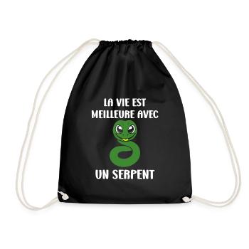 Humour petit serpent - Sac de sport léger - noir - Devant