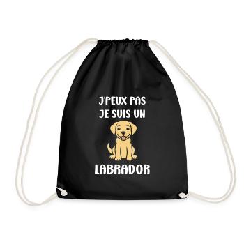 Petit chien humour labrador - Sac de sport léger - noir - Devant