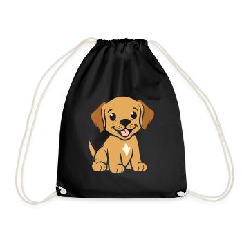 Small dog humor labrador - Drawstring Bag - black - Front