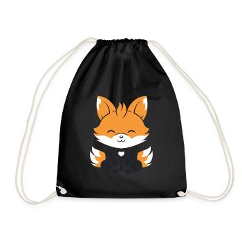 Humour petit renard japonais kitsune - Sac de sport léger - noir - Devant