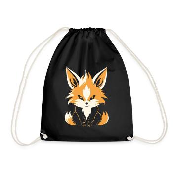 Humour petit renard japonais kitsune - Sac de sport léger - noir - Devant