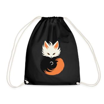 Humour petit renard japonais kitsune - Sac de sport léger - noir - Devant