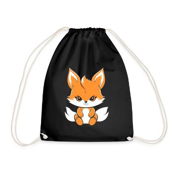 Humour petit renard japonais kitsune - Sac de sport léger - noir - Devant