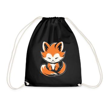 Humour petit renard japonais kitsune - Sac de sport léger - noir - Devant