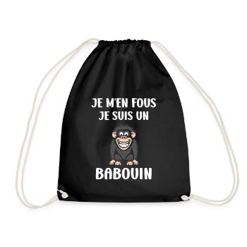 Humour petit singe babouin - Sac de sport léger - noir - Devant