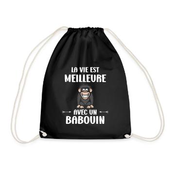 Humour petit singe babouin - Sac de sport léger - noir - Devant