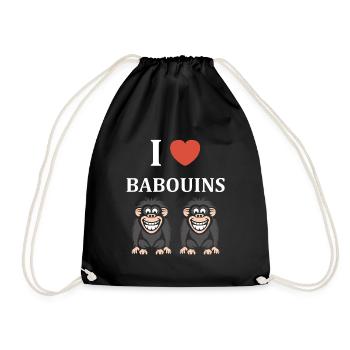 Humour petit singe babouin - Sac de sport léger - noir - Devant