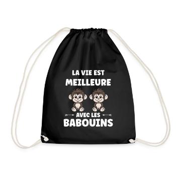 Humour petit singe babouin - Sac de sport léger - noir - Devant