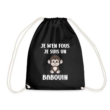 Humour petit singe babouin - Sac de sport léger - noir - Devant