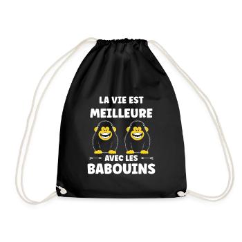 Humour petit singe babouin - Sac de sport léger - noir - Devant