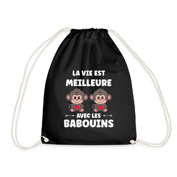 Humour petit singe babouin - Sac de sport léger - noir - Devant