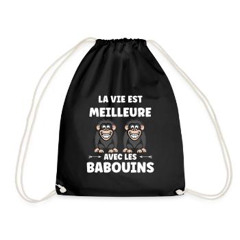 Humour petit singe babouin - Sac de sport léger - noir - Devant