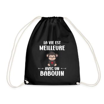 Humour petit singe babouin - Sac de sport léger - noir - Devant