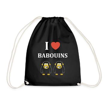 Humour petit singe babouin - Sac de sport léger - noir - Devant