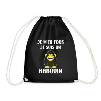 Humour petit singe babouin - Sac de sport léger - noir - Devant