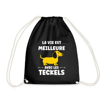 Humour chien teckel - Sac de sport léger - noir - Devant